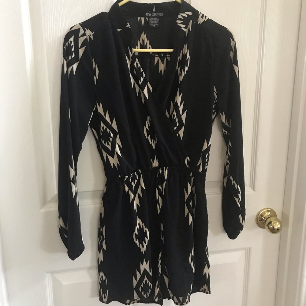 Long sleeve Aztec print romper